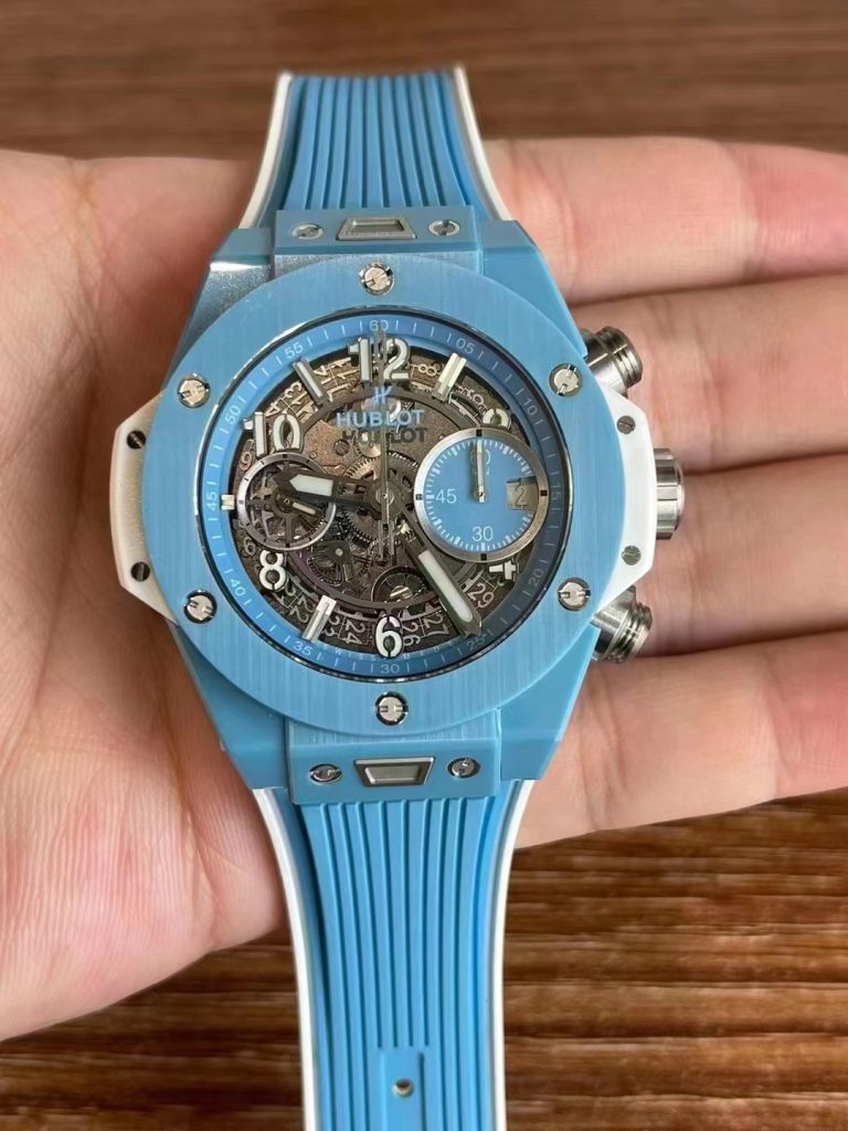 BB Factory Replica Hublot Unico Sky Blue Ceramic Watch